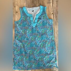 Lands' End Women's Floral Cotton Jersey Notch Neck Dress‎ Large 14-16 Cover up